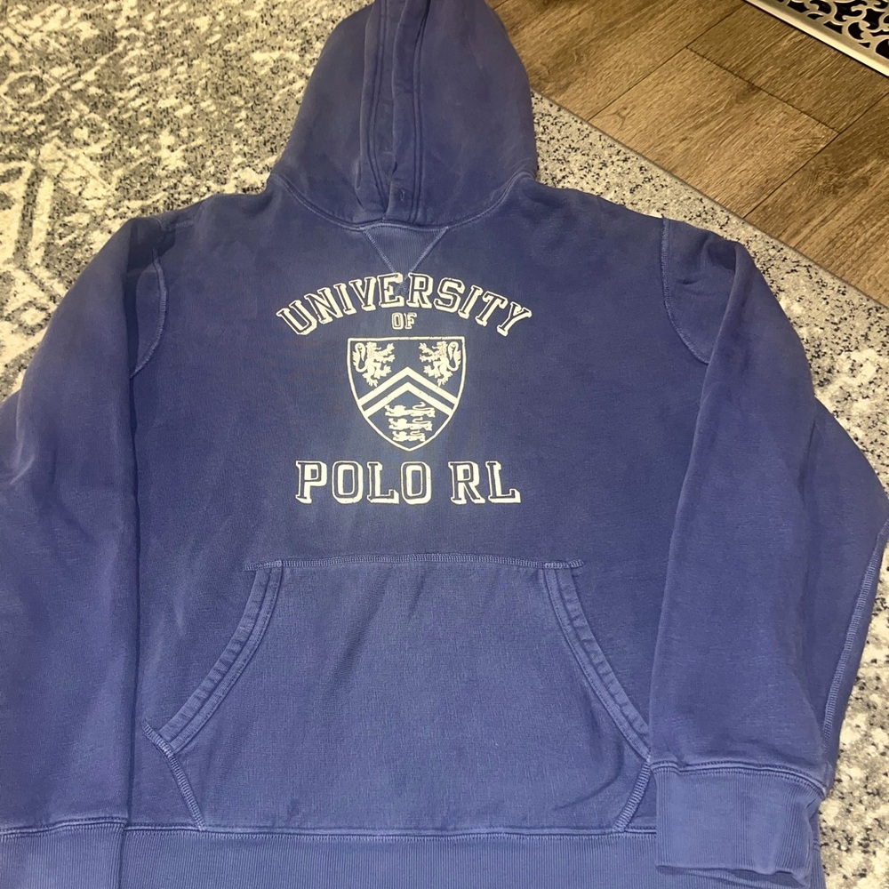 Ralph Lauren polo men’s  hoodie sweatshirt blue and white size large